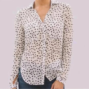 🌟Bella Dahl Women's Full Button Down Hipster  Dot Blouse S